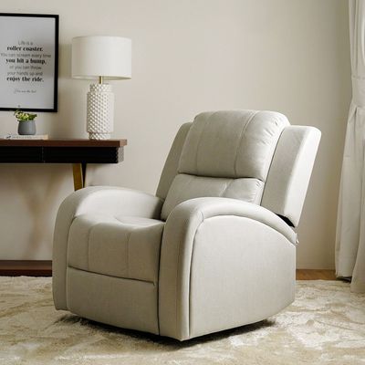 Crimson 1-Seater Fabric Recliner Sofa - Off-White - With 2-Year Warranty